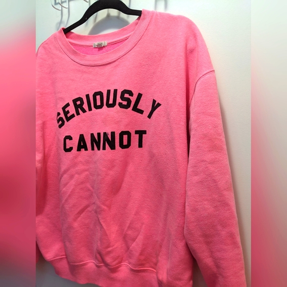 Seriously Cannot || Ardenes Hot Pink Graphic Pullover Sweatshirt - Picture 3 of 4